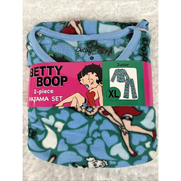 Betty Boop Girls Youth Pajama Set Shirt Lounge Pants Size Extra Large Blue - Picture 1 of 6